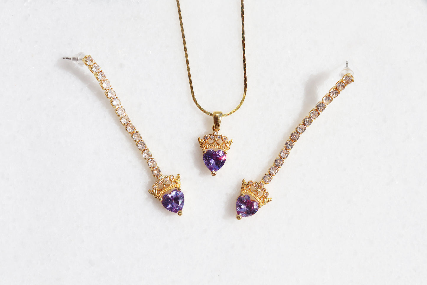 Princess Crown Necklace and Earrings Set