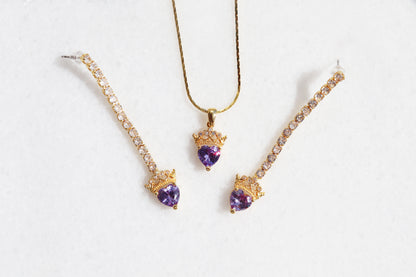 Princess Crown Necklace and Earrings Set