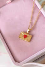 Red Heart Envelope Necklace