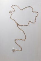 Pearl Back & Lariat Necklace – Steel Paperclip Chain