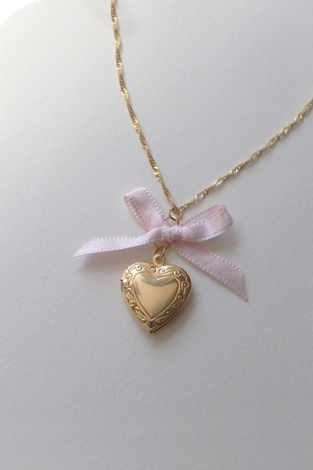 Pink Ribbon Locket Necklace