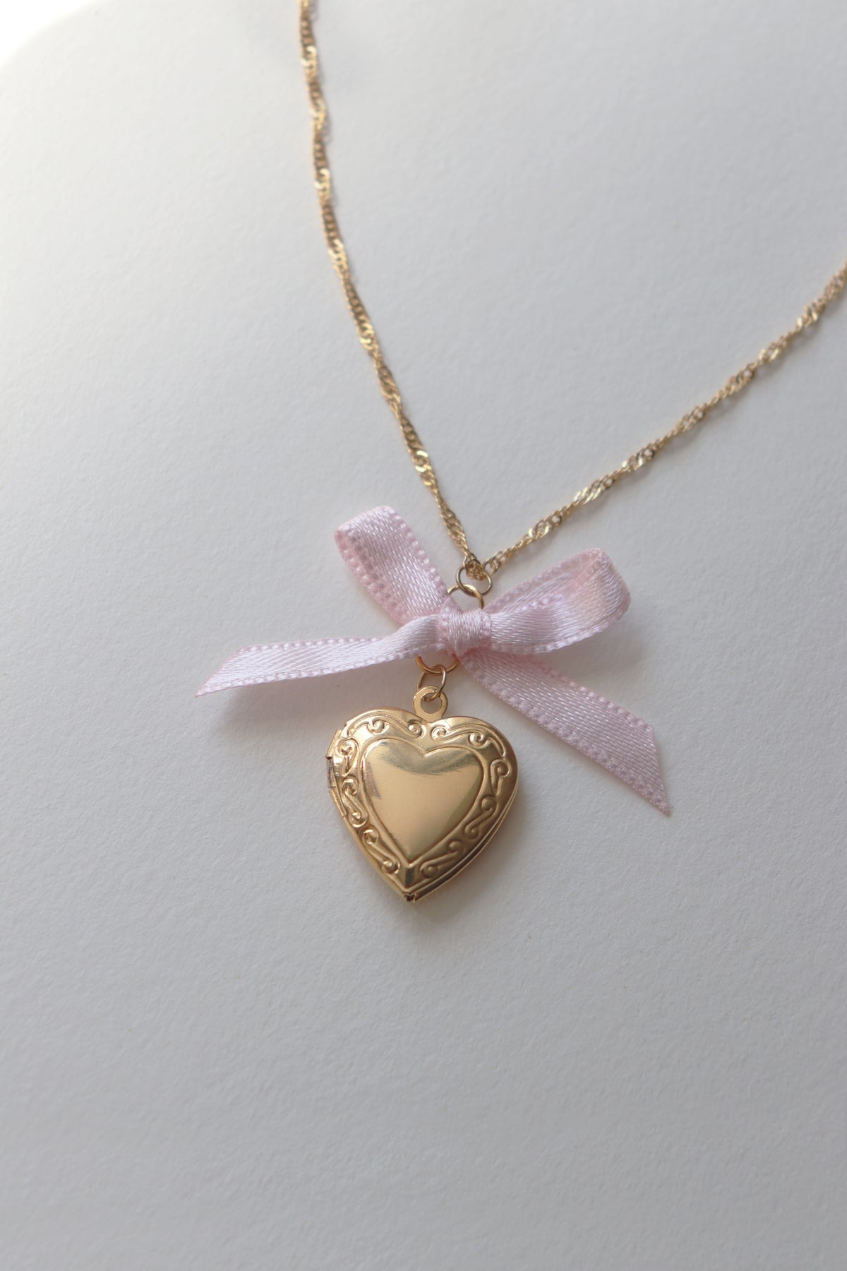 Pink Ribbon Locket Necklace