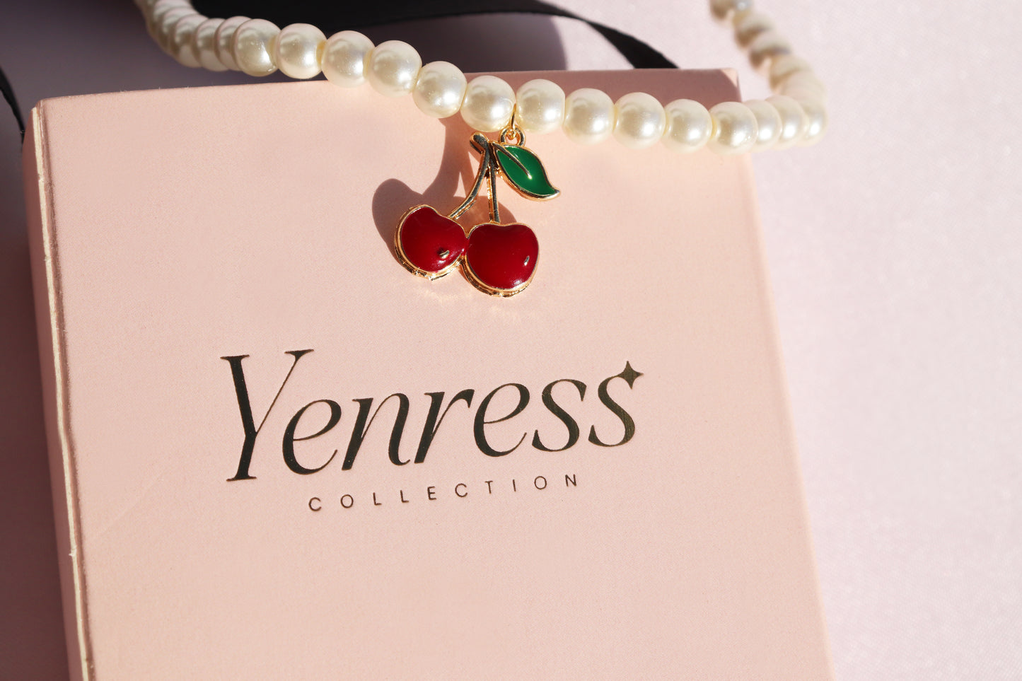 Coquette Cherry Pendant Pearl Necklace