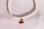 Coquette Cherry Pendant Pearl Necklace