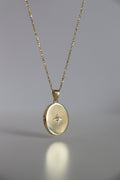 Starlight Oval Locket 925 Sterling Silver Necklace