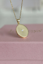 Starlight Oval Locket 925 Sterling Silver Necklace
