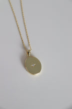 Starlight Oval Locket 925 Sterling Silver Necklace