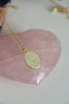 Starlight Oval Locket 925 Sterling Silver Necklace
