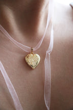 Pink Ribbon Heart Locket Necklace
