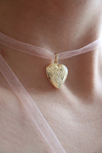 Pink Ribbon Heart Locket Necklace