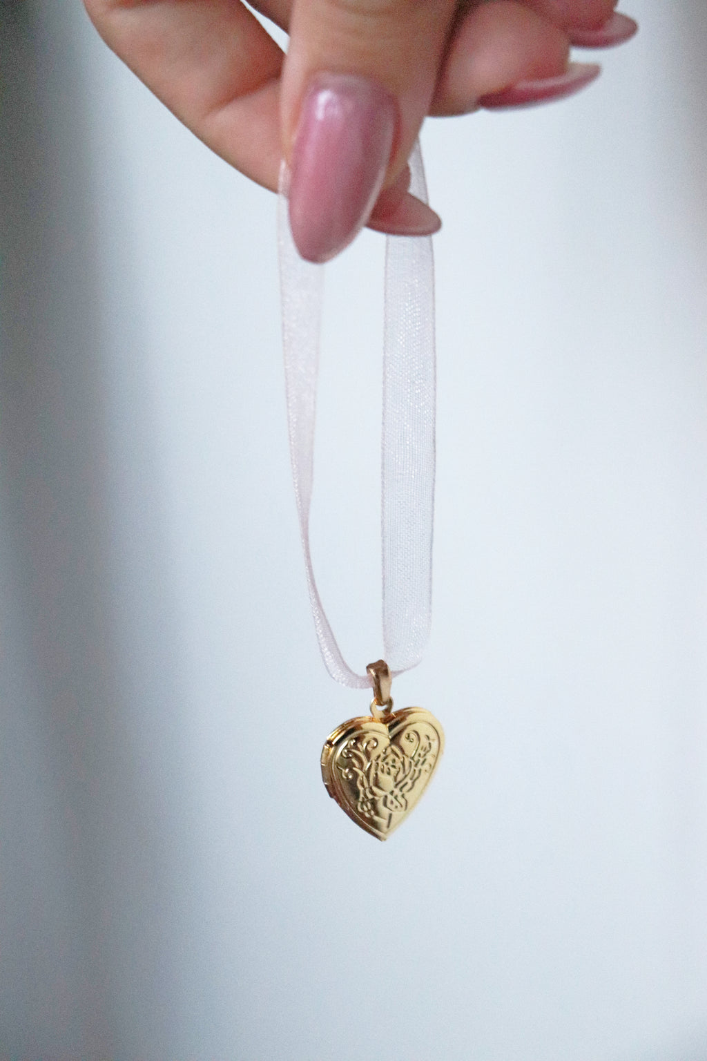 Pink Ribbon Heart Locket Necklace