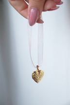 Pink Ribbon Heart Locket Necklace