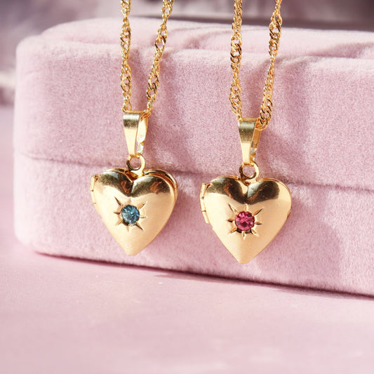 Pink and Blue Locket Necklaces