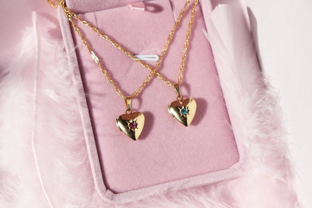 Pink and Blue Locket Necklaces
