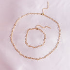 Heart Link Chain Necklace and Bracelet Set