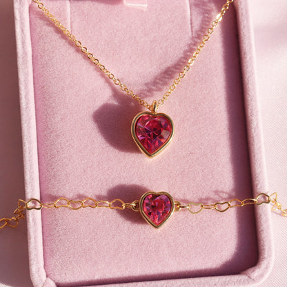 Pink Princess Necklace and Bracelet Set