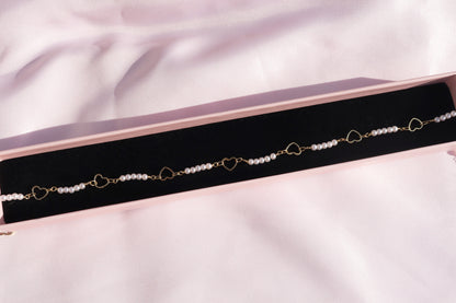 Pearl Heart Link Choker Necklace