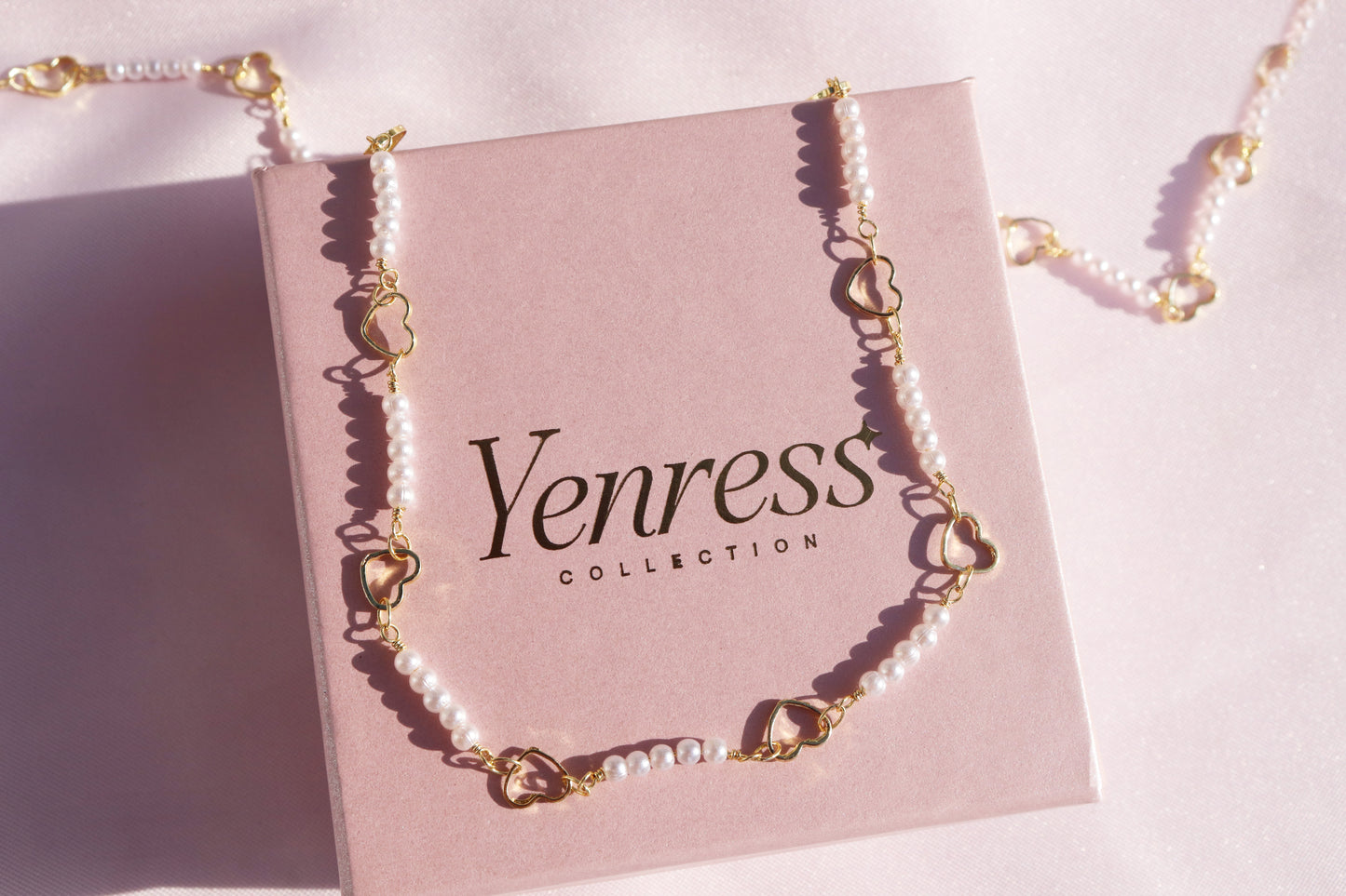 Pearl Heart Link Choker Necklace