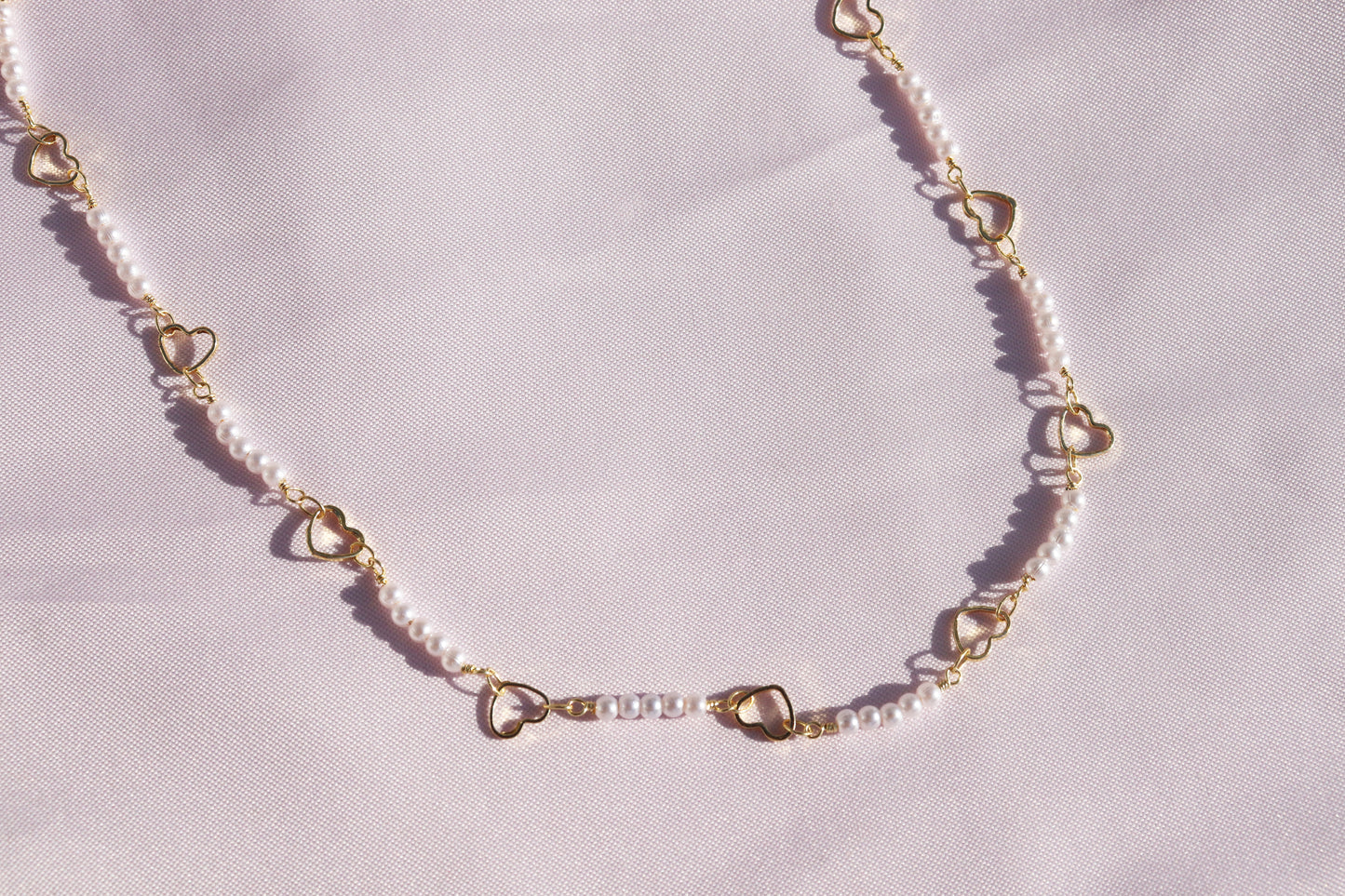 Pearl Heart Link Choker Necklace