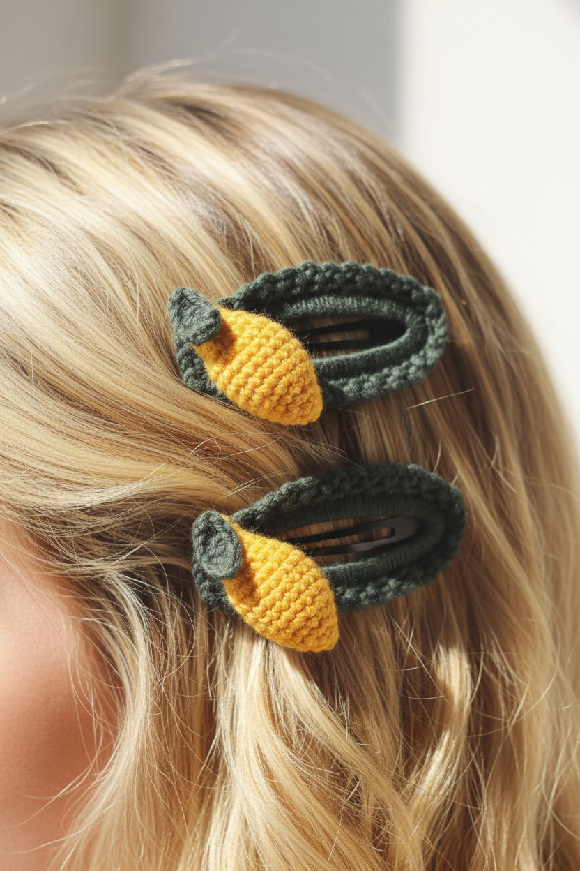Crochet Lemon Hair Clips