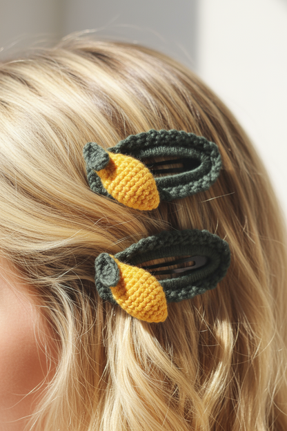 Crochet Lemon Hair Clips