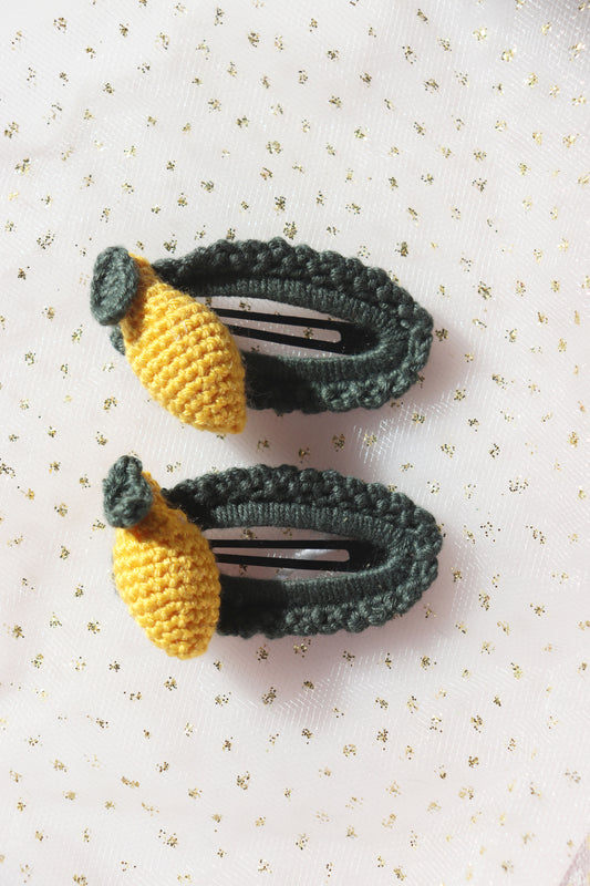 Crochet Lemon Hair Clips
