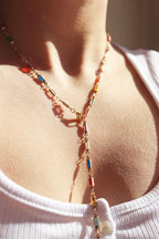 Colorful Rectangle Lariat Necklace