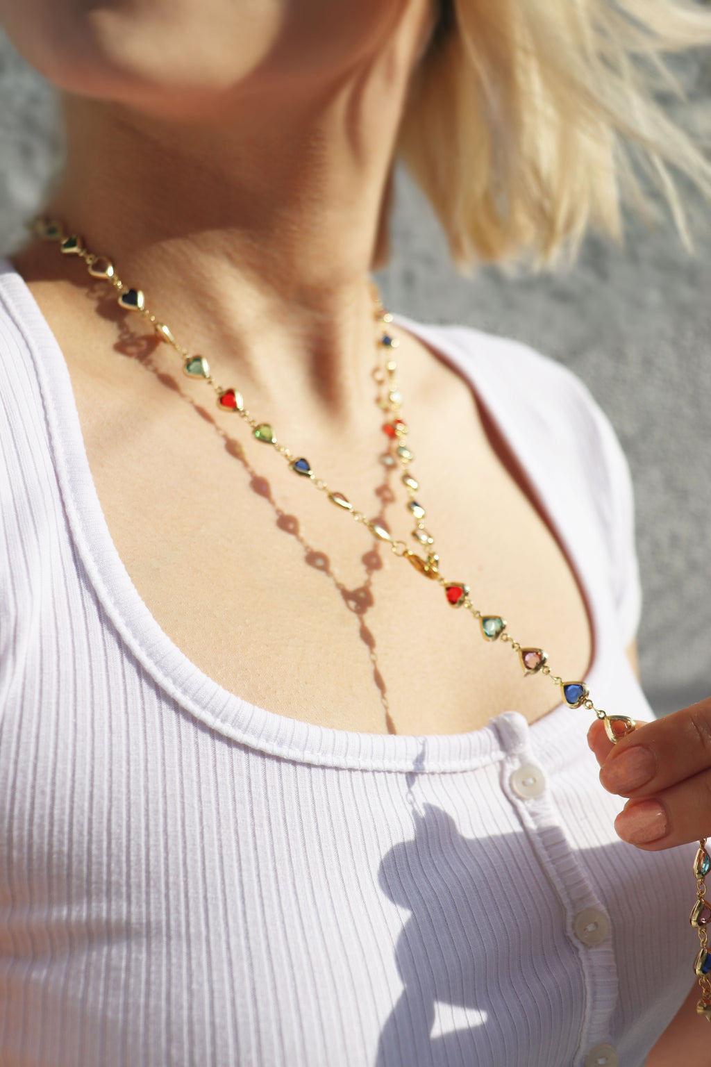 Colorful Heart Lariat Necklace