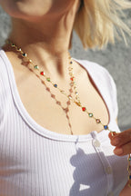 Colorful Heart Lariat Necklace