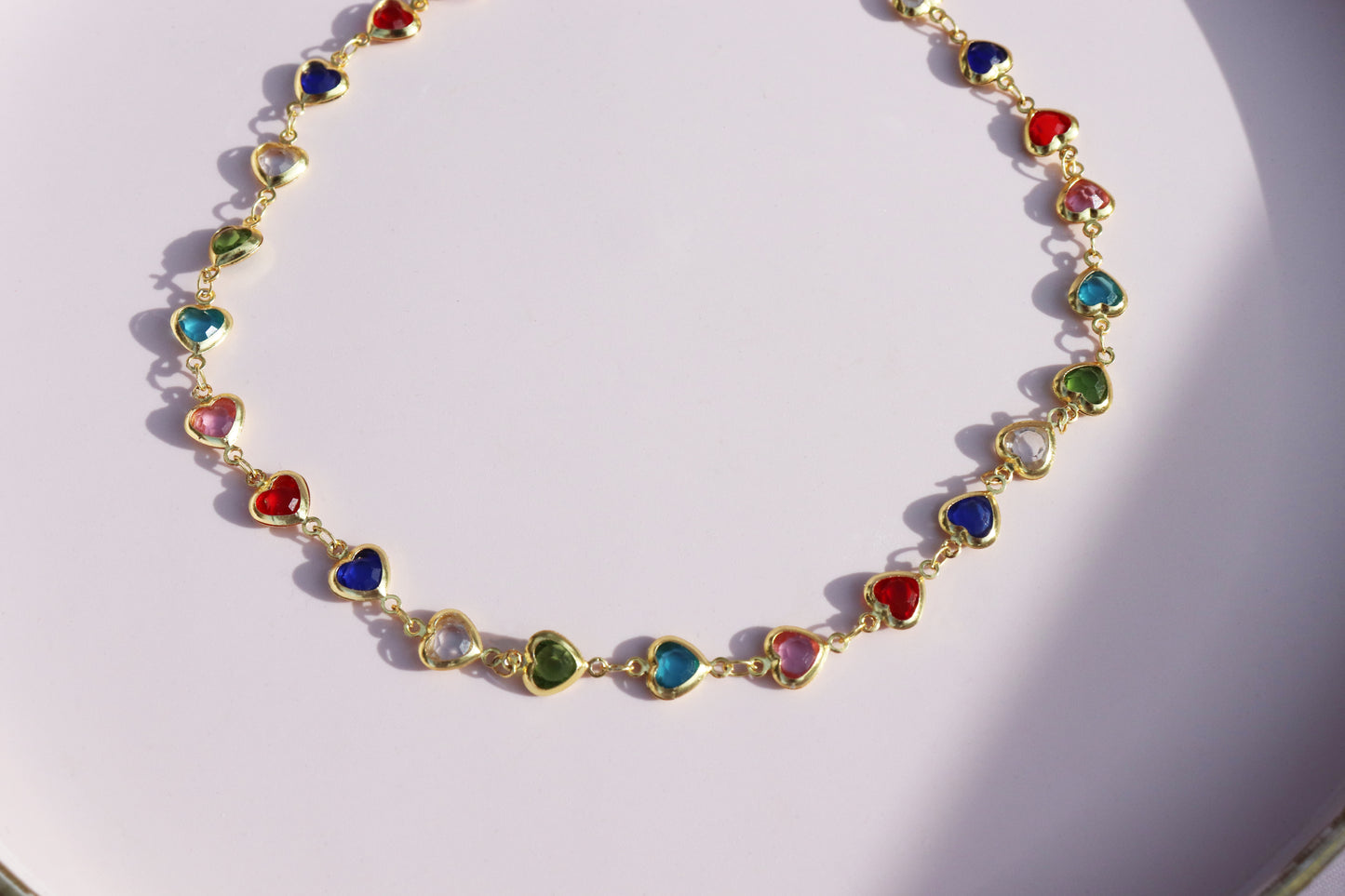 Rainbow Heart Choker Necklace