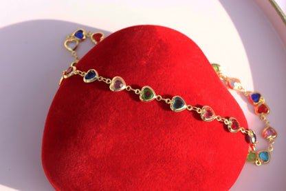 Rainbow Heart Choker Necklace