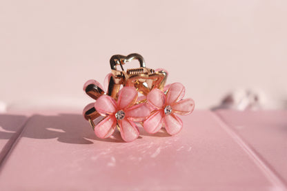 Pink Flower Mini Hair Clip