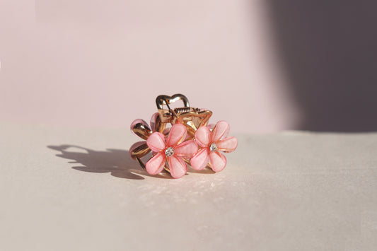 Pink Flower Mini Hair Clip