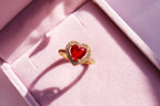 Red Heart Necklace and Ring Set
