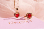 Red Heart Necklace and Ring Set