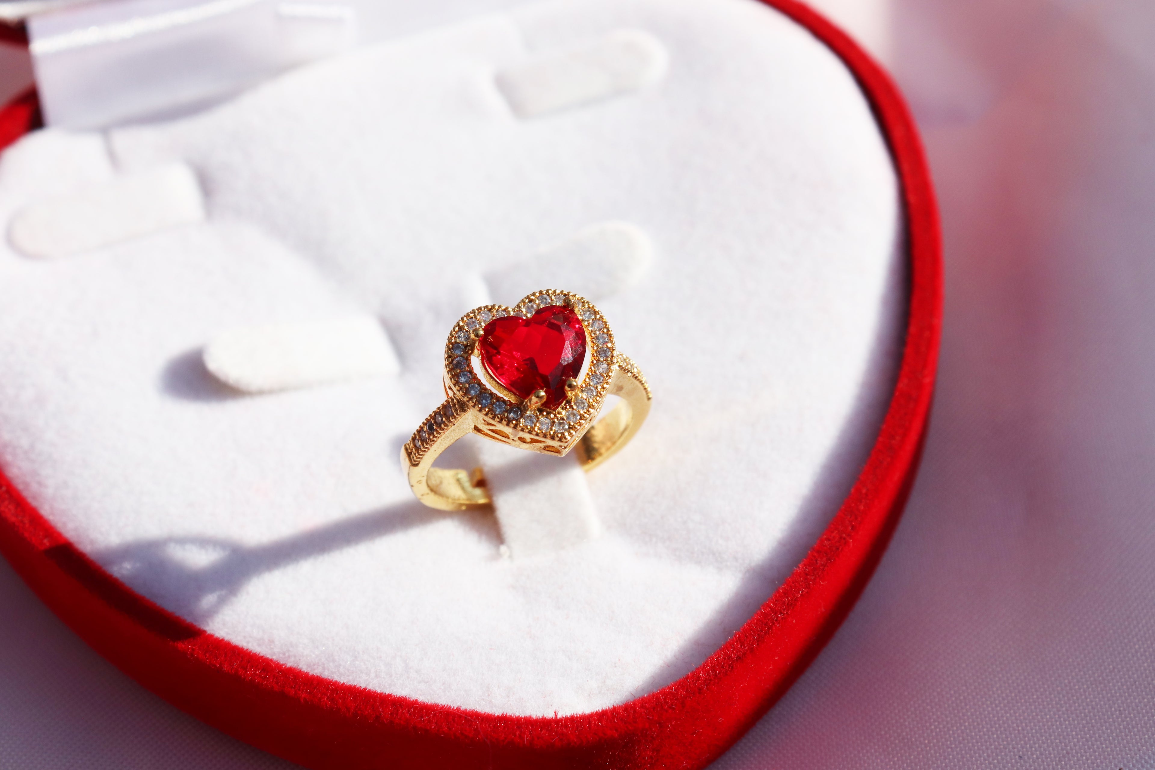 Red Heart Necklace and Ring Set