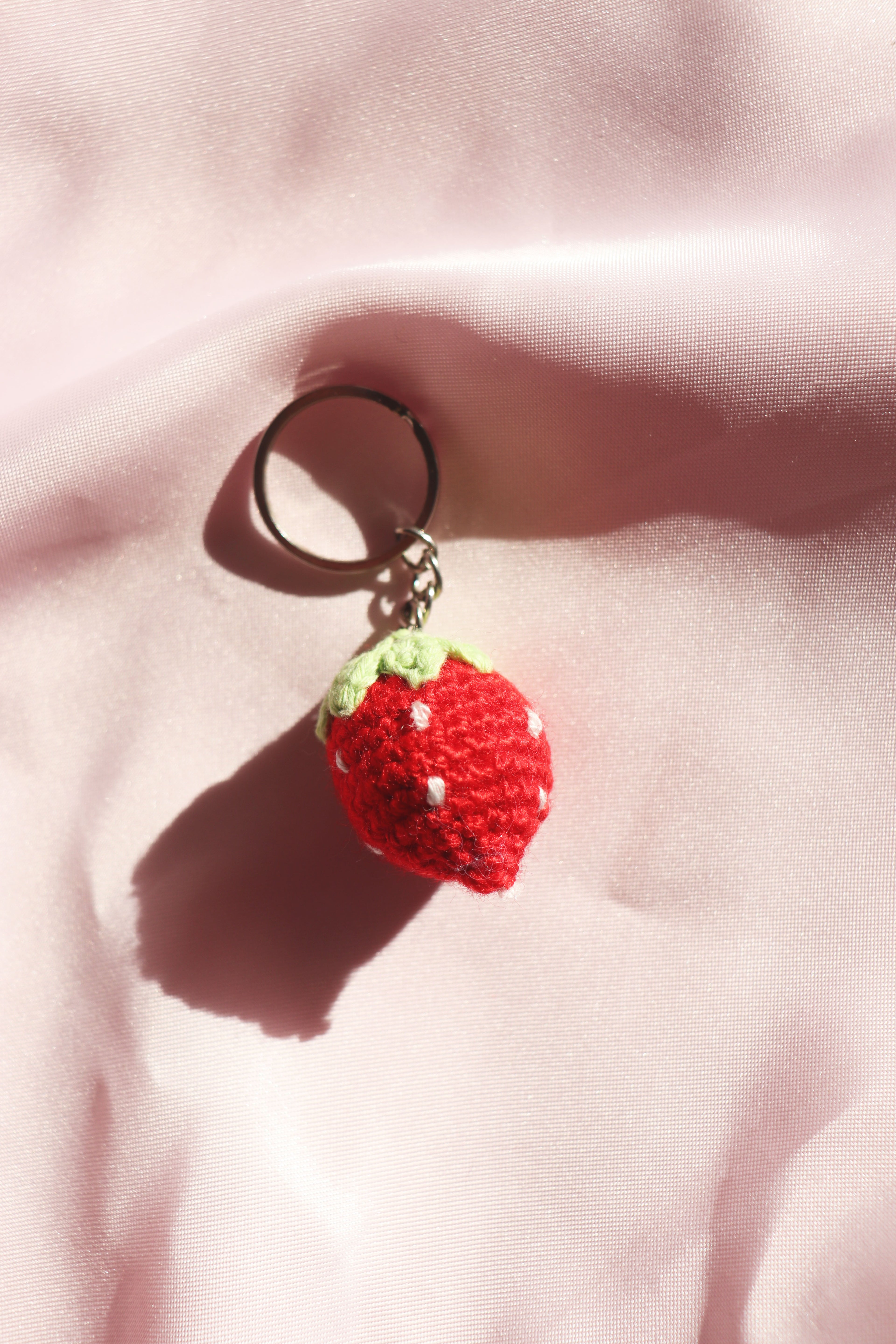 Crochet Strawberry Keychain