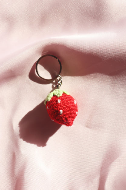 Crochet Strawberry Keychain
