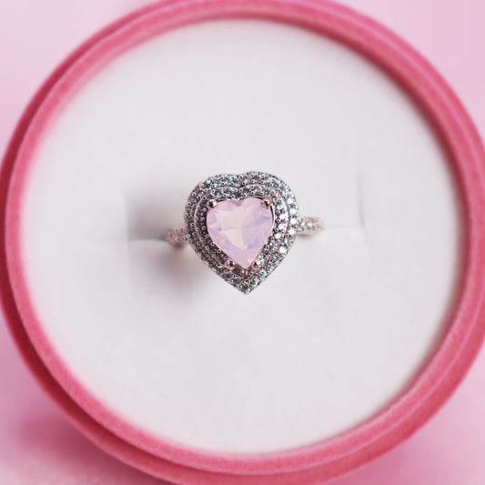 Ice Pink Heart Ring