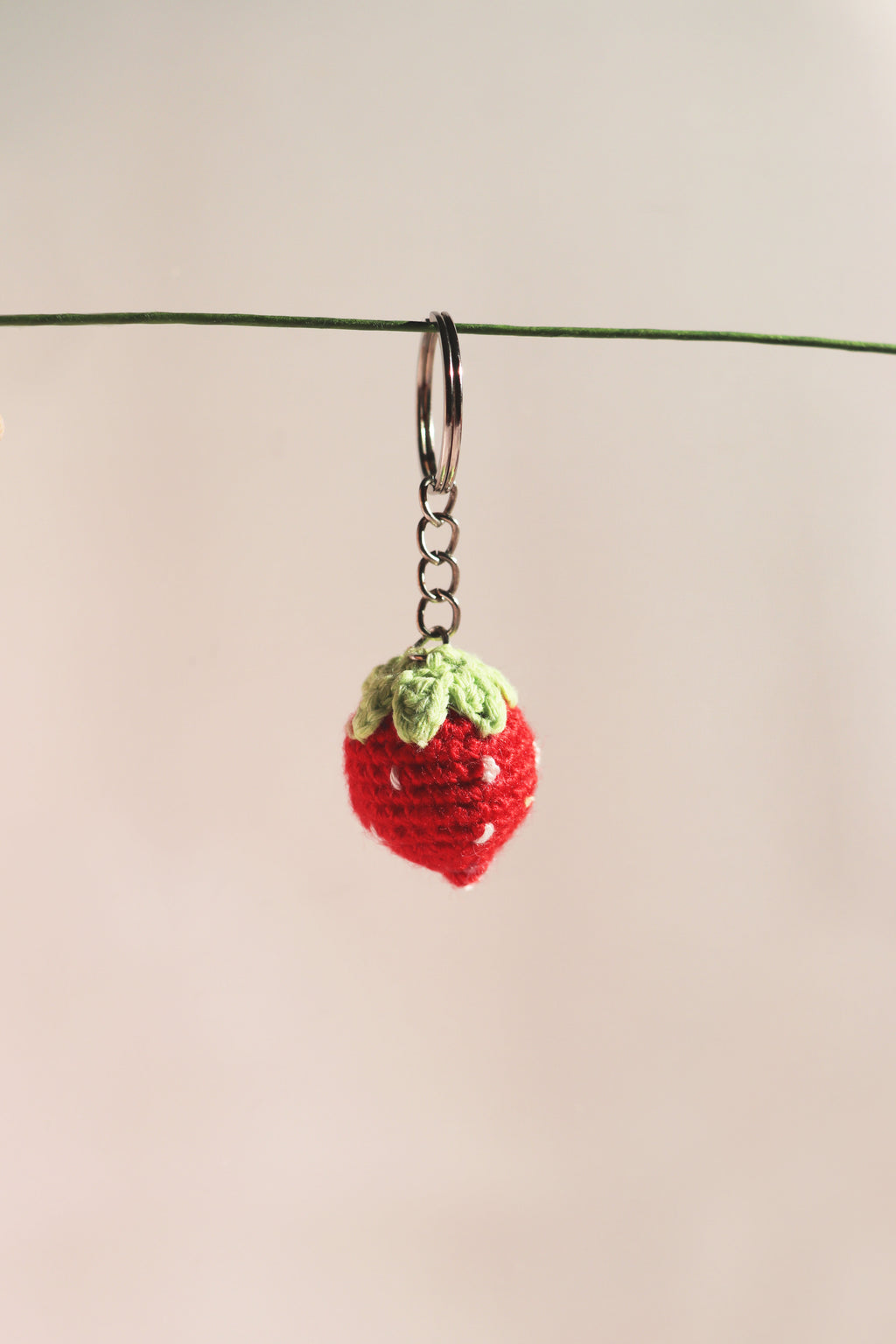 Crochet Strawberry Keychain