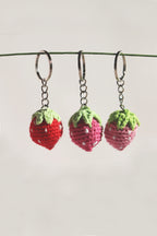 Crochet Strawberry Keychain