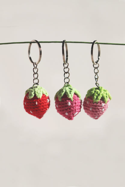 Crochet Strawberry Keychain