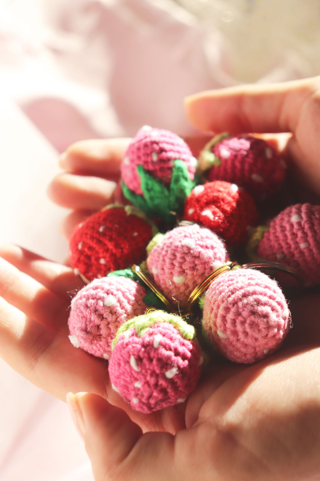 Crochet Strawberry Keychain