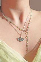 Green Fan Charm Necklace