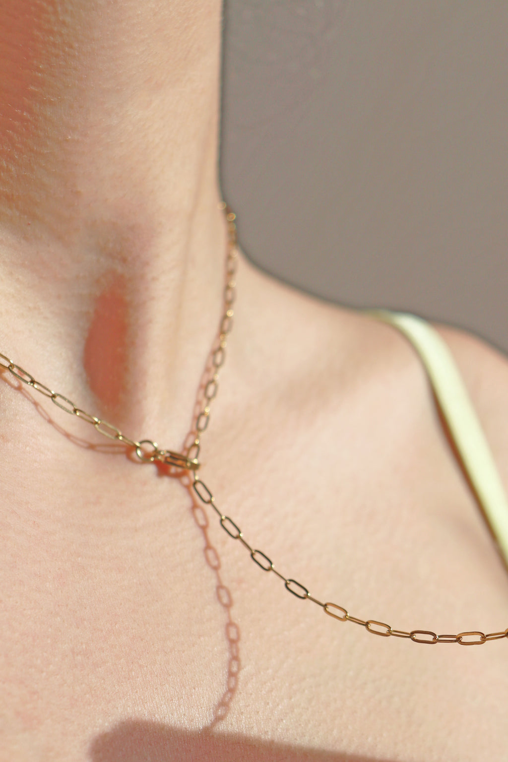 Paperclip Chain Y Necklace - Steel