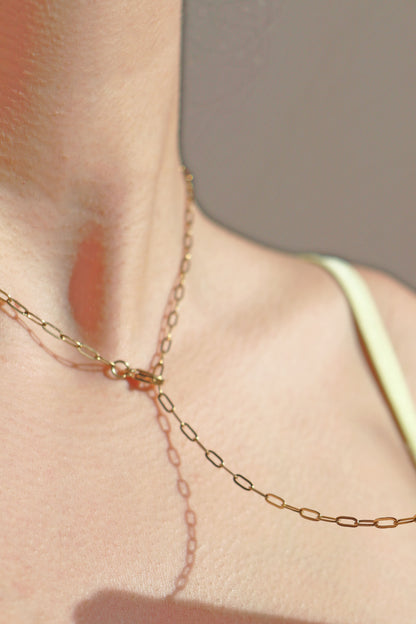 Paperclip Chain Y Necklace - Steel
