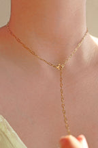 Pearl Back & Lariat Necklace – Steel Paperclip Chain
