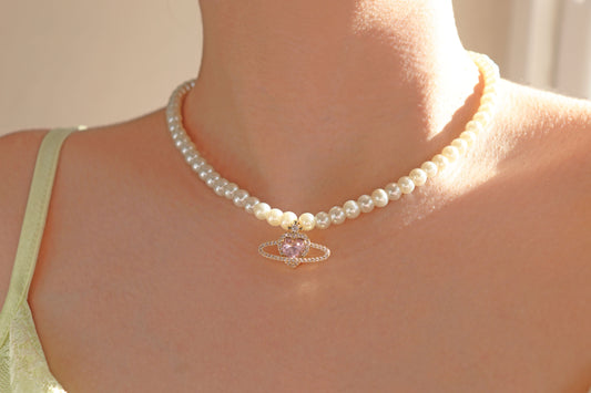 Saturn Pearl Necklace