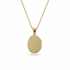 Starlight Oval Locket 925 Sterling Silver Necklace