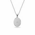 Starlight Oval Locket 925 Sterling Silver Necklace